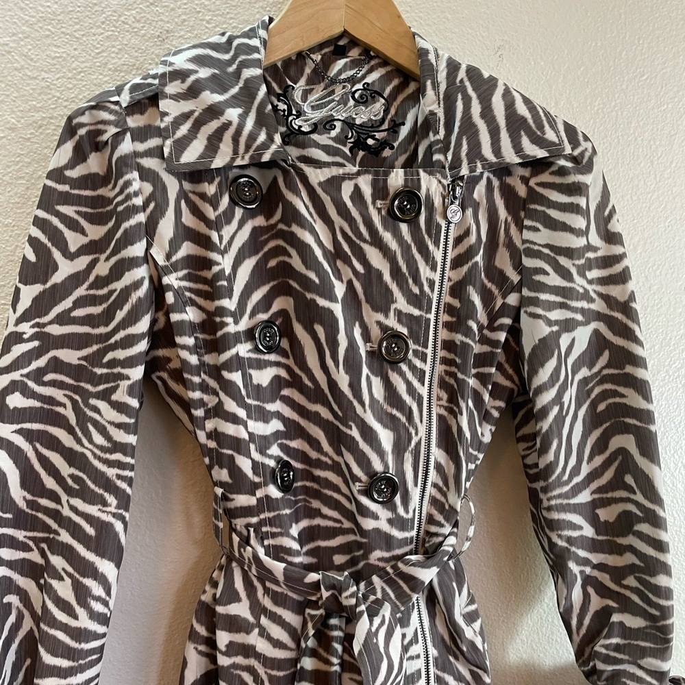 GUESS Zebra Print Trench Coat Size S - Picture 1 of 11